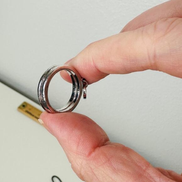 Vintage Dior Silver Logo Charm Rings Size 5.75 Pair Fair C - Picture 8 of 14